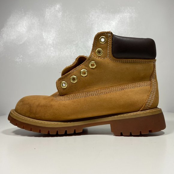Timberland Youth Boots Waterproof Nubuck Wheat Brown Sz 3M - Picture 9 of 16